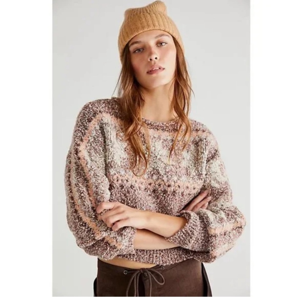 NWOT Free People Snowflake Pullover in Gingerbread Combo Size Medium